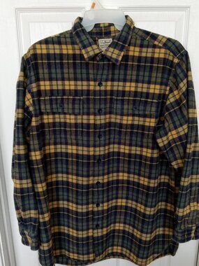 L.L. BEAN Heavy 100% Cotton Flannel Vintage Plaid Shirt - XL Tall